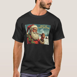 Camiseta Jolly Ol Saint Nicotine Santa con una tubería de t