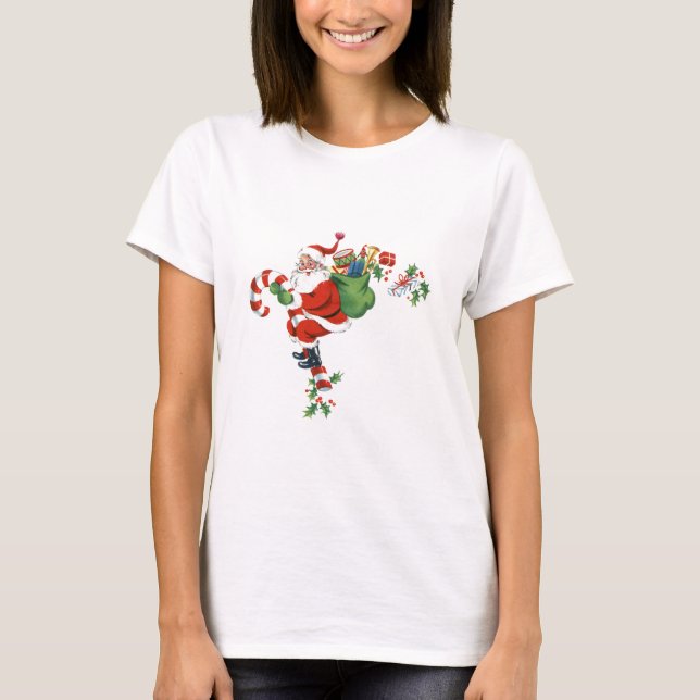 Camiseta Jolly Retro Santa Riding Cane (Anverso)