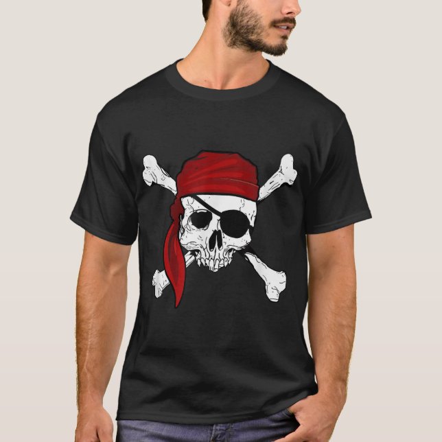 Camiseta Jolly Roger Pirate Pirates Skull Y Cruzar Huesos (Anverso)