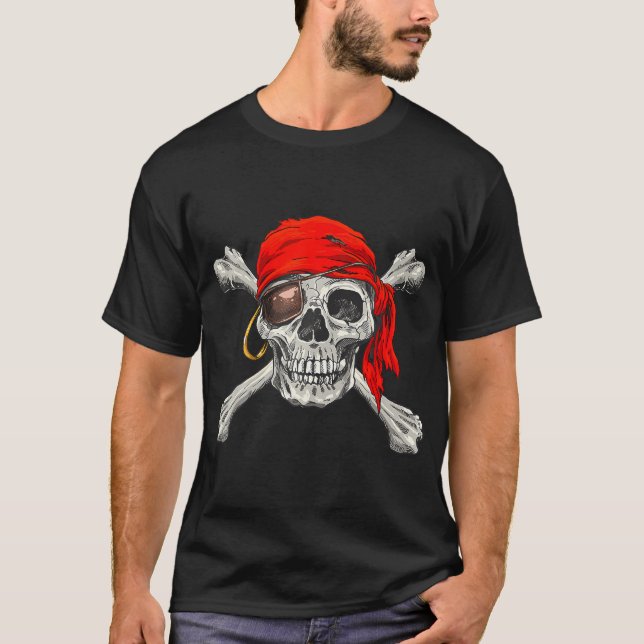 Camiseta Jolly Roger Pirate Skull Crossbone Halloween (Anverso)