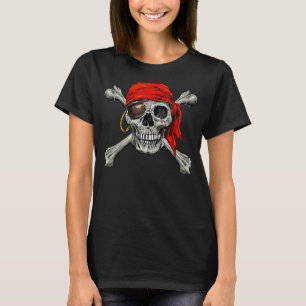 Camiseta Jolly Roger Pirate Skull Crossbone Halloween Costo