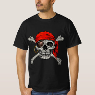 Camiseta Jolly Roger Pirate Skull Crossbone Halloween Costo