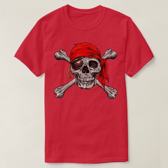Camiseta Jolly Roger Pirate Skull Crossbones Halloween Cost (Diseño del anverso)