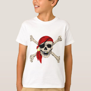 Camiseta Jolly Roger Pirate Skull Huesos Rojos Bandanna
