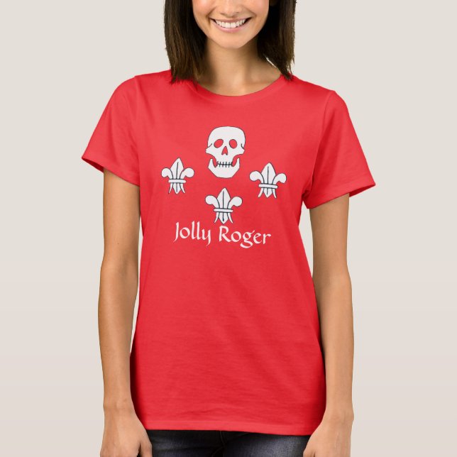 CAMISETA JOLLY ROGER SKULL Y LA BANDERA DE TRES LILIES (Anverso)
