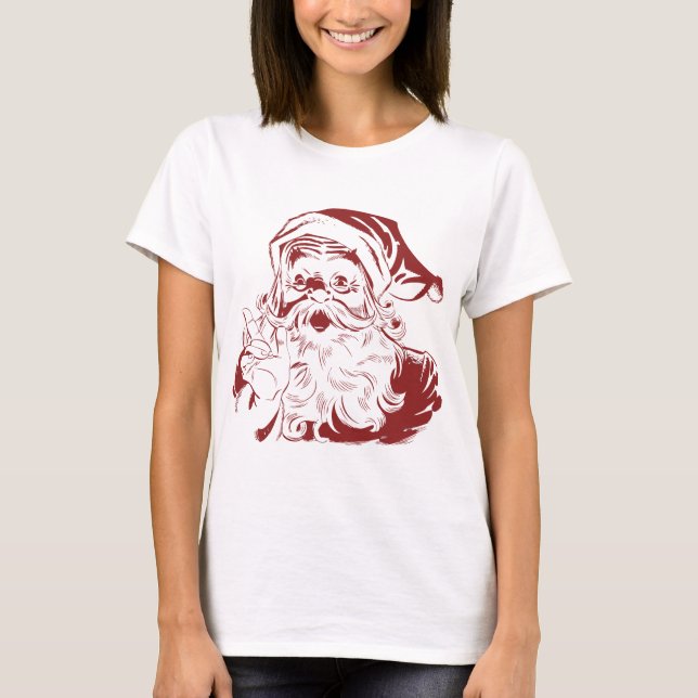 Camiseta Jolly Santa Claus en Red Fun Retro Feliz Navidad (Anverso)