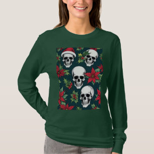 Camiseta Jolly Santa Navidades Skulls con Poinsettias