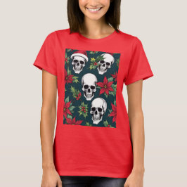 Camiseta Jolly Santa Navidades Skulls con Poinsettias