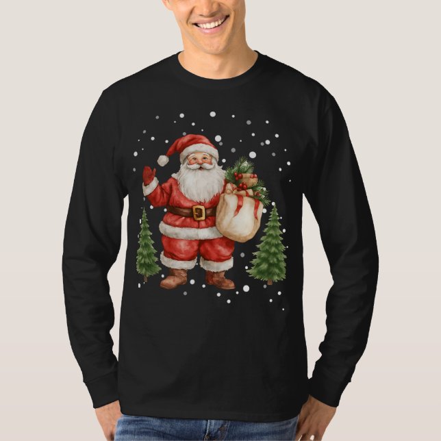 Camiseta Jolly Santa with Gift Bag (Anverso)