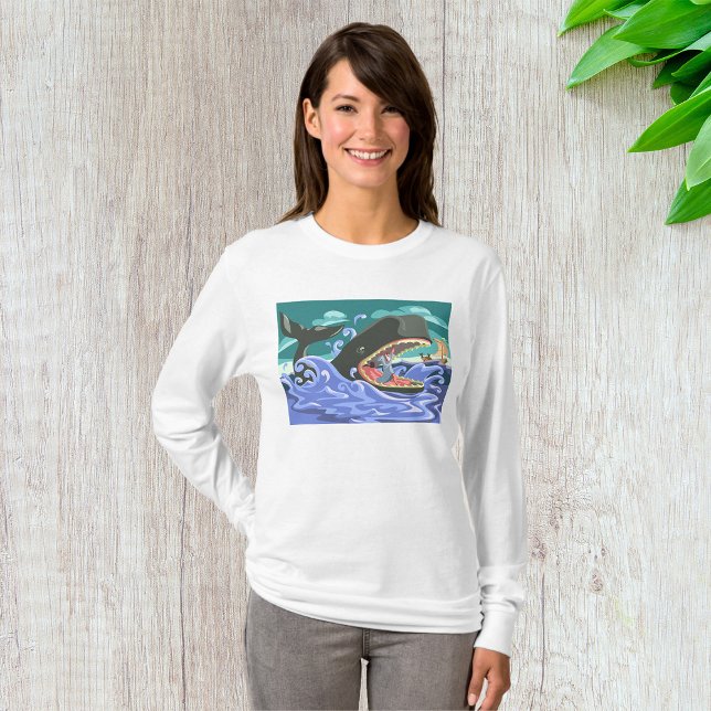 Camiseta Jonás bíblico y la escena del océano ballena (Subido por el creador)