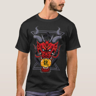 Camiseta Jonas Demon cabeza de dragón kanji sho lagarto roj