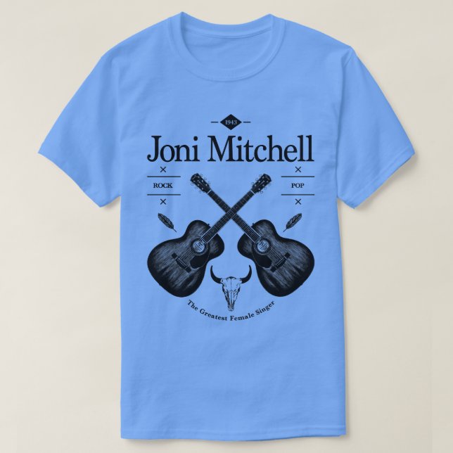 Camiseta Joni Mitchell Logotipo de guitarra acústica (Diseño del anverso)