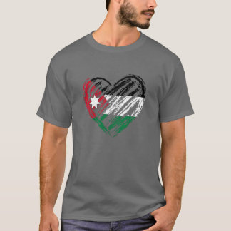 Camiseta Jordanian Flag Heart In Hand Drawing For Jordanian