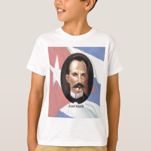Camiseta Jose Marti sobre la bandera cubana