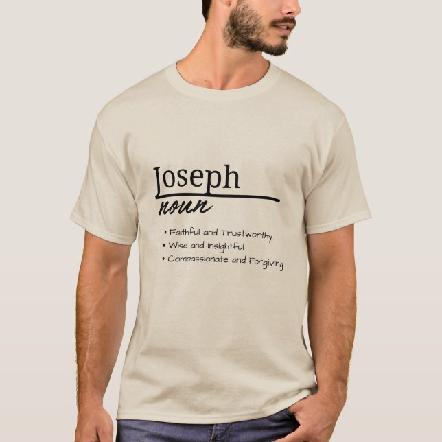 Camiseta Joseph, definición de nombre personalizado de niño (Anverso)