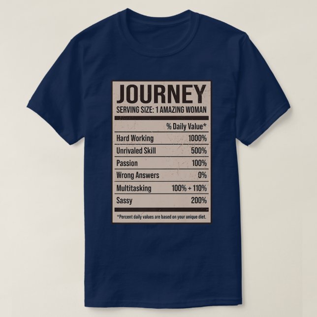 Camiseta Journey Nutrition Hechos Nombre Apodo Nombre Alias (Diseño del anverso)