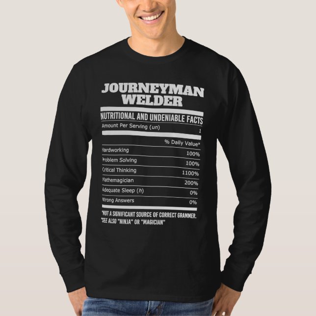 Camiseta Journeyman Welder Nutritional Facts for a Patrioti (Anverso)