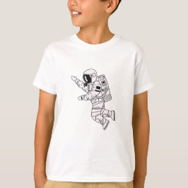 Camiseta Joven adolescente astronauta dibujado a mano blanc