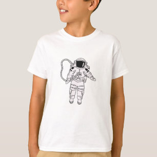 Camiseta Joven adolescente astronauta dibujado a mano blanc