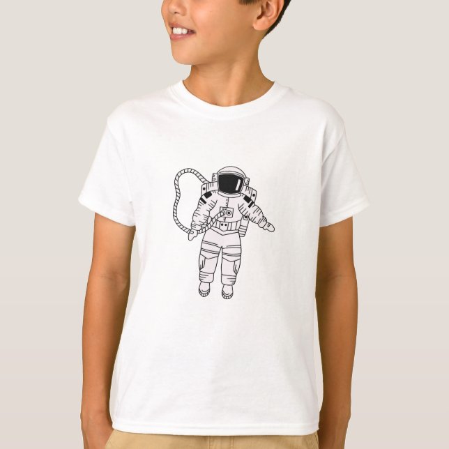 Camiseta Joven adolescente astronauta dibujado a mano blanc (Anverso)