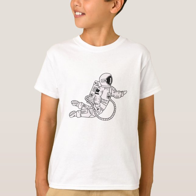 Camiseta Joven adolescente astronauta dibujado a mano blanc (Anverso)