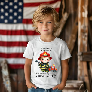 Camiseta Joven bombero con equipo rojo