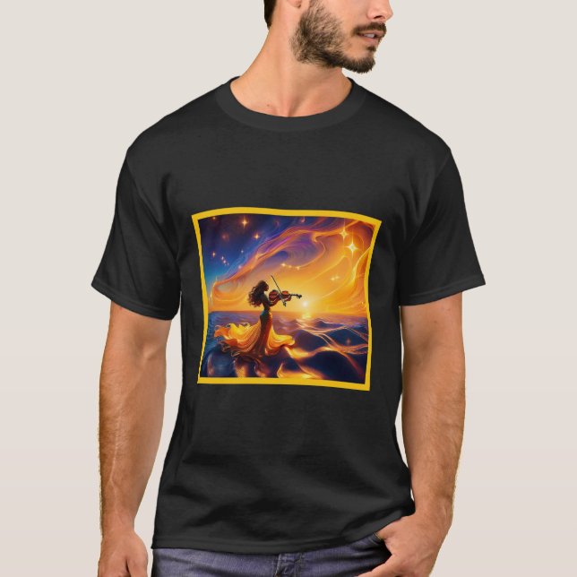 Camiseta Joven Chica asiático jugando a la escena surrealis (Anverso)