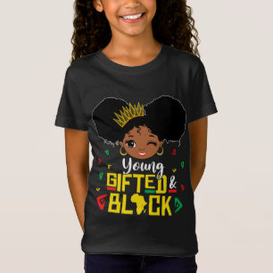 Camiseta Joven Gifado Y Negro Pequeña Reina Melanin
