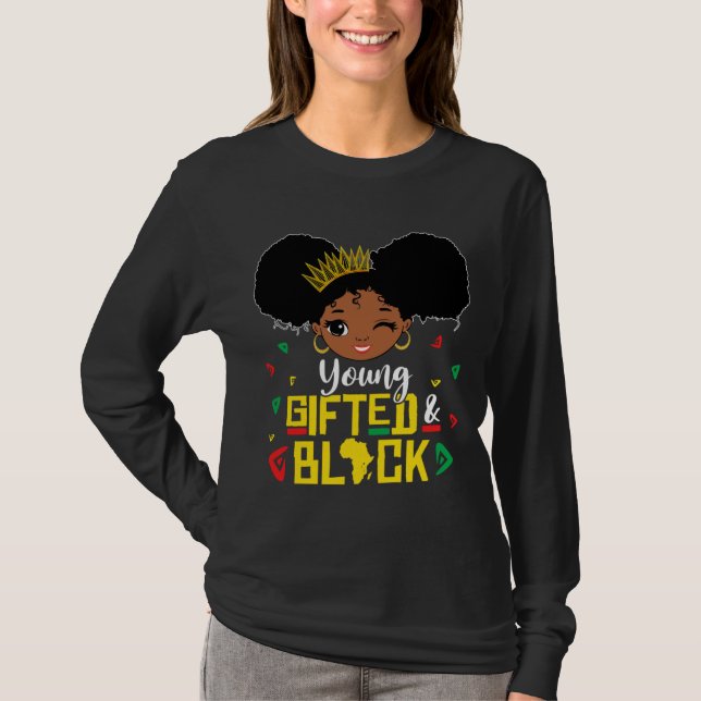 Camiseta Joven Gifado Y Negro Pequeña Reina Melanin (Anverso)