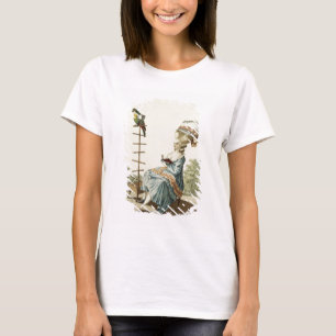 Camiseta Joven leyendo con un vestido de día con un elabor