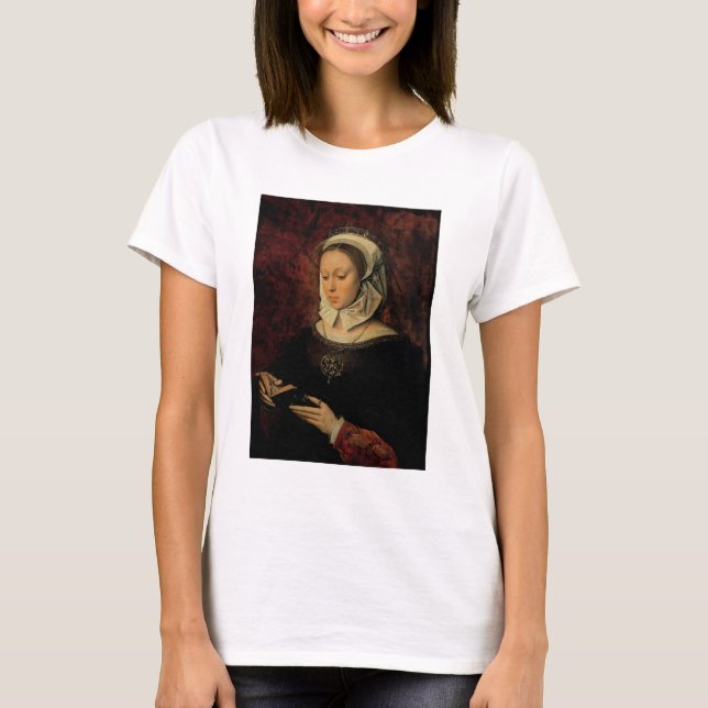 Camiseta Joven leyendo un libro de horas (petróleo en el pa (Anverso)