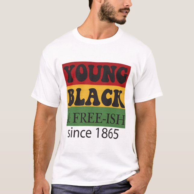 Camiseta Joven negro libre desde 1865 Mes de la historia ne (Anverso)