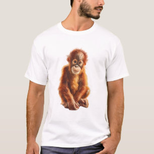 Camiseta Joven orangután expresivo Ginger Primate Hombres