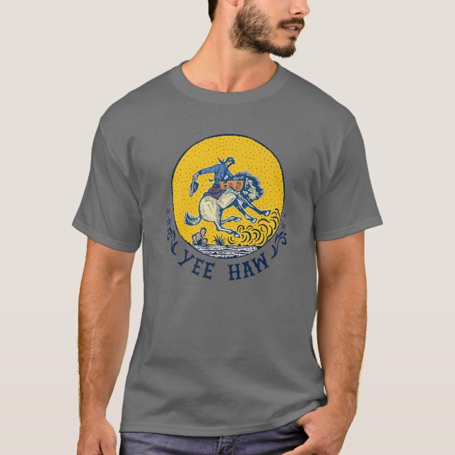 Camiseta Joven retro Yeehaw Caballo de vacas del país occid (Anverso)