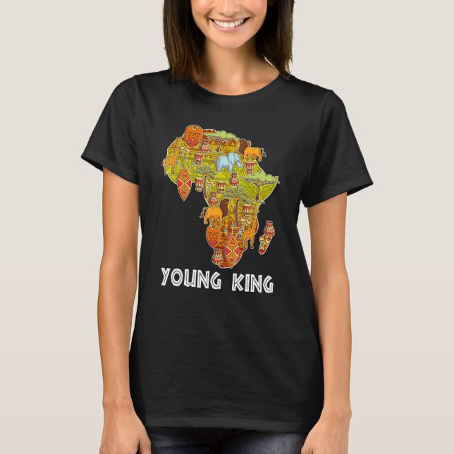 Camiseta Joven Rey Africano Pequeño Rey Negro Mes de Histor (Anverso)