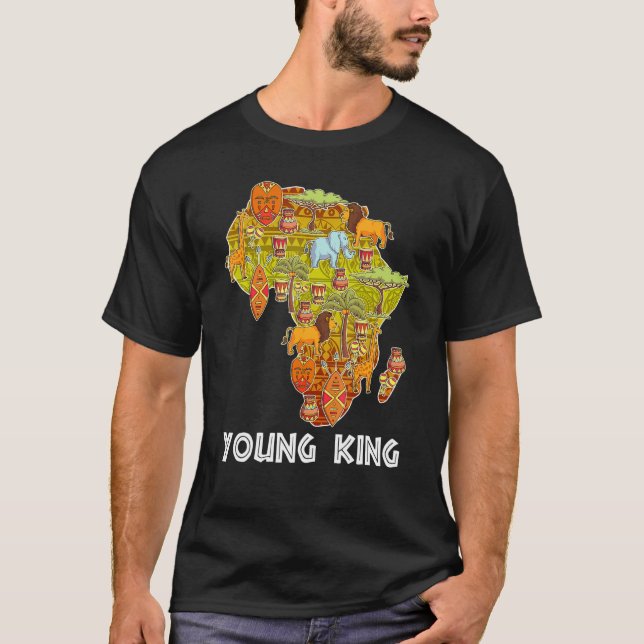 Camiseta Joven Rey Africano Pequeño Rey Negro Mes de Histor (Anverso)