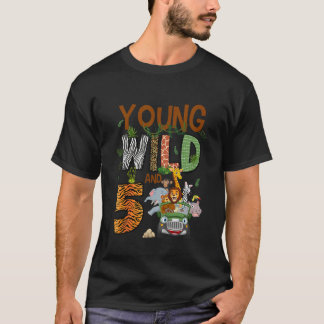 Camiseta Joven salvaje y cinco 5 años safari selva zoológic