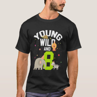 Camiseta Joven Salvaje Y Cumpleaños 8 del Zoológico de Anim