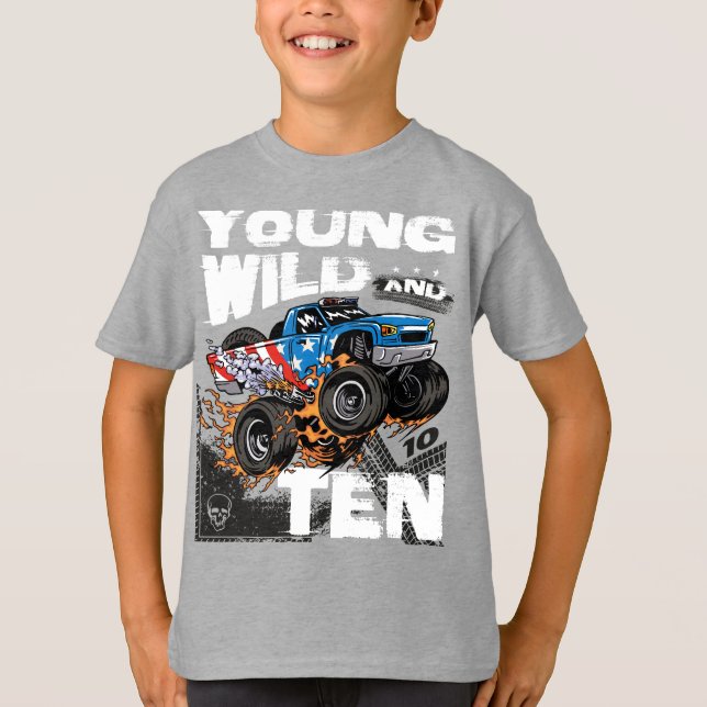 Camiseta Joven, salvaje y monstruo del décimo cumpleaños Ca (Anverso)