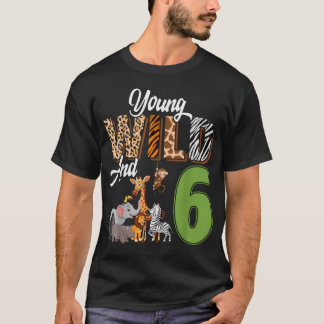 Camiseta Joven Salvaje Y Safari Zoo Cumpleaños 6 Años
