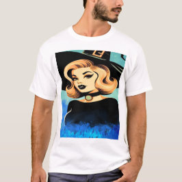Camiseta Joven Y Hermosa Bruja Rodeada De Humo Azul
