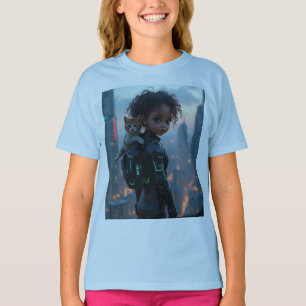 Camiseta jovencita afroamericana con gatito