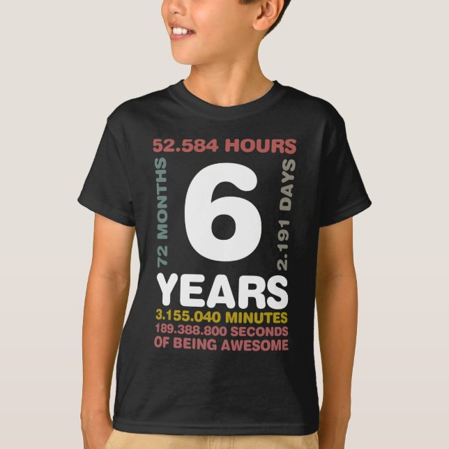Camiseta Jóvenes 6 años 72 meses Cumpleaños (Anverso)