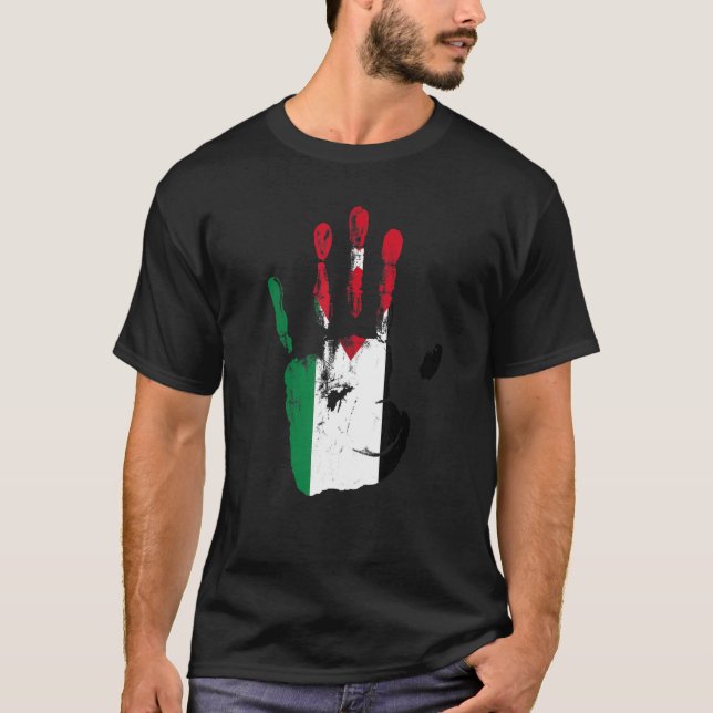 Camiseta Jóvenes de la mano de la bandera de Jordania (Anverso)