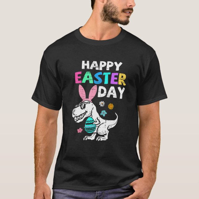 Camiseta Jóvenes Eggys Canasta Bunny T Rex Dinosaur Easter  (Anverso)