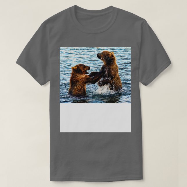 Camiseta Jóvenes Osos Marrones De Kodiak Juegan A La Lucha  (Diseño del anverso)
