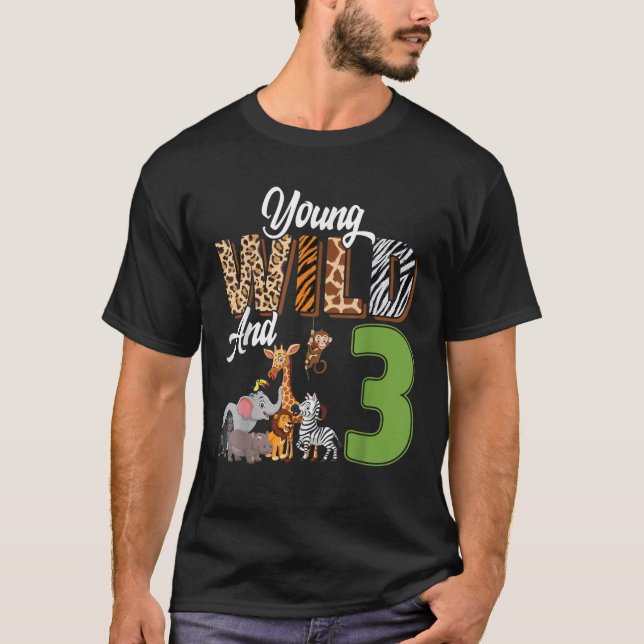 Camiseta Jóvenes Salvajes Y El Zoológico Safari De 3 Años (Anverso)