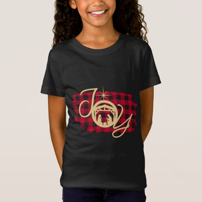 Camiseta JOY en un Navidad mayor Natividad Jesús Nacimiento (Anverso)