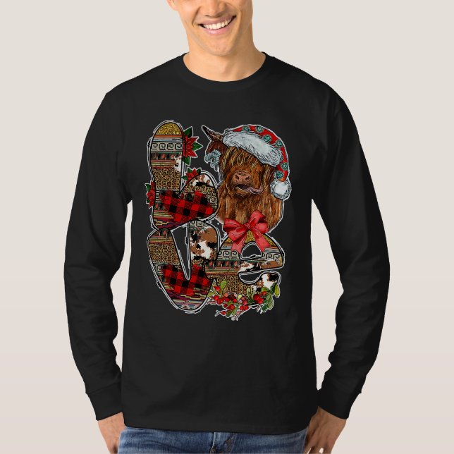 Camiseta Joy Highland Cow Animals Merry Xmas Womens Christm (Anverso)