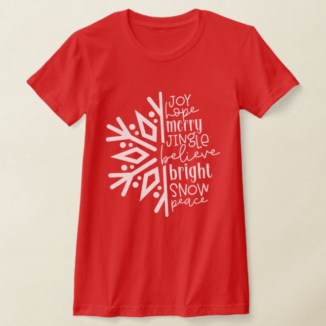Camiseta Joy Hope Merry Jingle Believe Bright Snow Peace (Distribución)